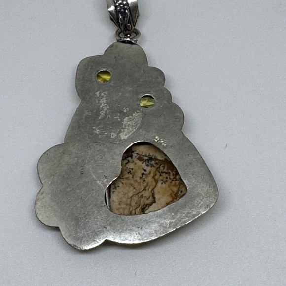 New Sterline Silver Brown Jasper Heart with Citrine Pendant - Picture 2 of 4